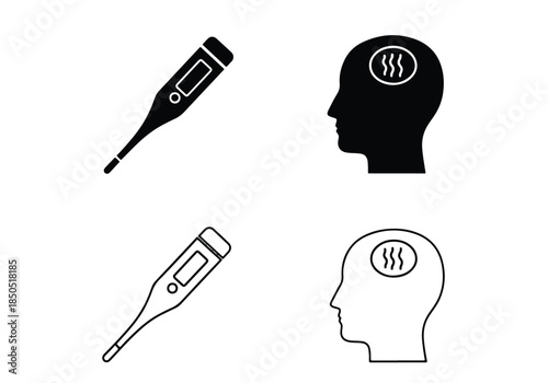 Health and fever icons\Solid icons vector collection - Vector icon set - Line and glyph solid icon set - Icon vector - Flat Design Icon - Blue icon set 