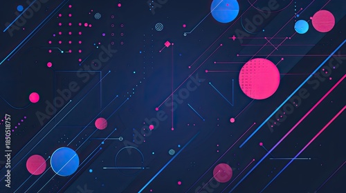 Abstract digital design featuring geometric shapes and vibrant colors.