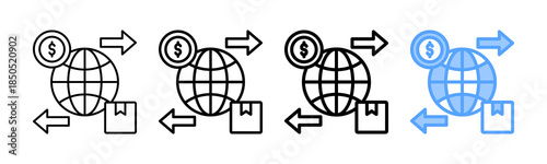 Global Trade Icon DifferentB5 Style Outline Collection Set 