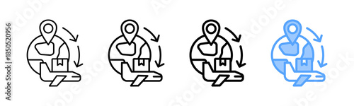 Global Shipping Icon Different Style Outline Collection Set 