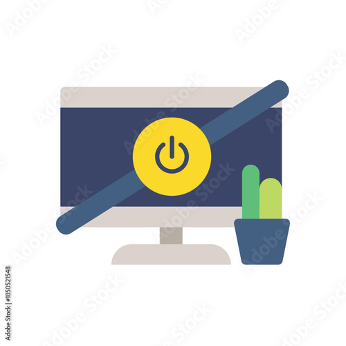 Turn Off Computer Illustration