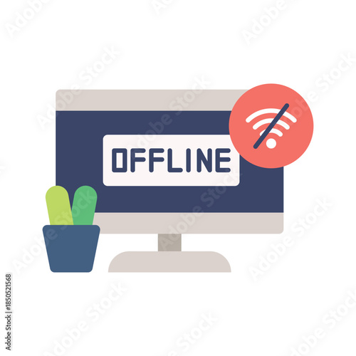 Offline Mode Desktop Illustration