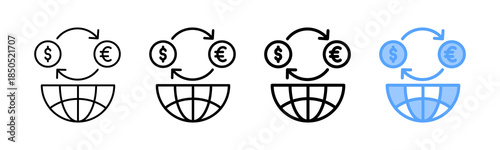 Global Exchange Icon Different Style Outline Collection Set 