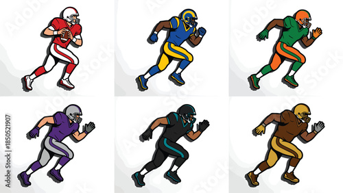 Dynamic Running Athletes Diverse Sportsmen Illustrations for Health and Fitness Campaigns