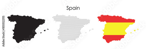 Spain country map silhouette vector. 