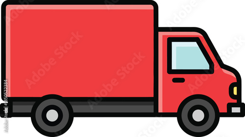 Red delivery truck icon simple flat vector illustration for logistics and shipping services isolate