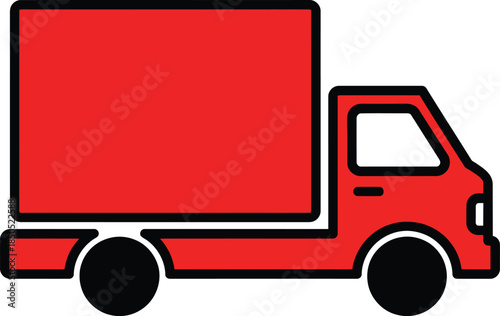 Red delivery truck icon simple flat vector illustration for logistics and shipping services isolate