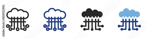 Cloud Icon Set With Multiple Styles Vector Illustration