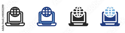 Laptop Icon Set With Multiple Styles Vector Illustration