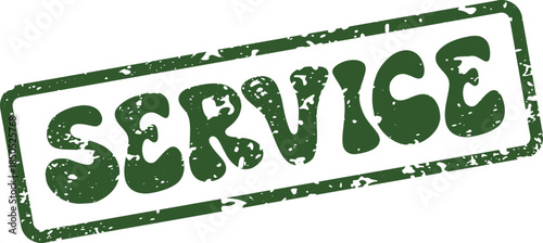 Distressed green rubber stamp displaying the word Service for customer experience