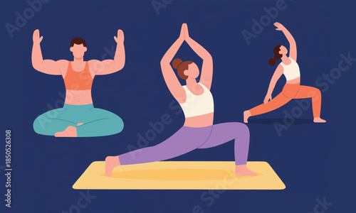 Collection of Yoga Styles Illustrator Artwork Banner Background Design Template 