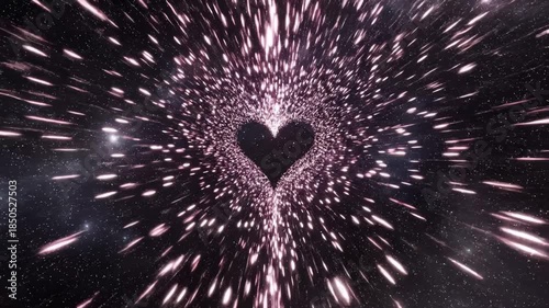 Heart Shaped Wormhole Warp Speed Through Space Animation Background
