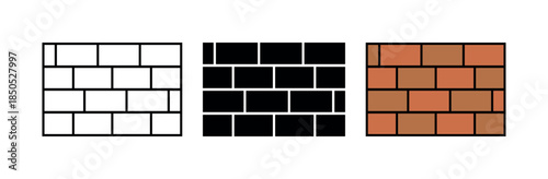 Brick Wall Icon Set, Masonry Pattern Vector, Seamless Texture Graphic, Building Facade Symbol, Construction Background, Architectural Surface Tile for UI and Print