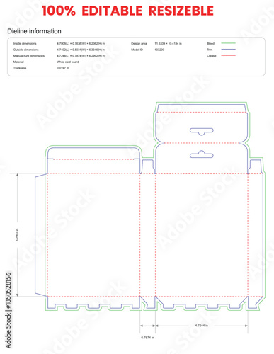 hanging extra slim tall box dieline template box dieline die lines packaging custom dieline  box cardboard box dieline pizza box dieline printable product packaging layout,