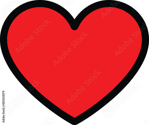 Red heart icon simple flat vector symbol for love and romance isolated on white background