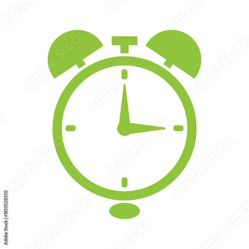 Simple green alarm clock icon