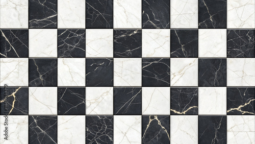 Seamless Black White Marble Checkerboard Tile Texture