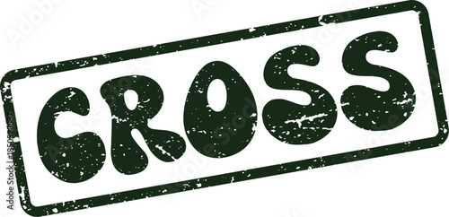 Cross Word Embossed on a Grungy Green Rubber Stamp Symbolizing Faith and Direction