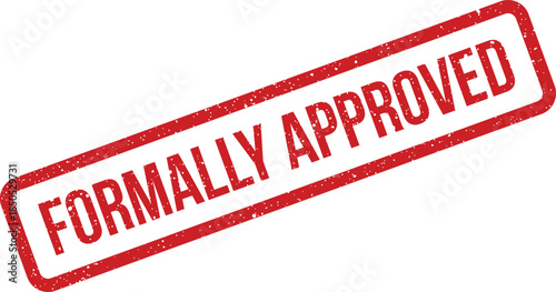 Red grunge rubber stamp impression stating FORMALLY APPROVED for official document confirmation