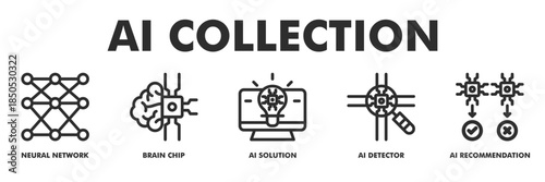 AI Collection web banner icon vector illustration for Scientific Research