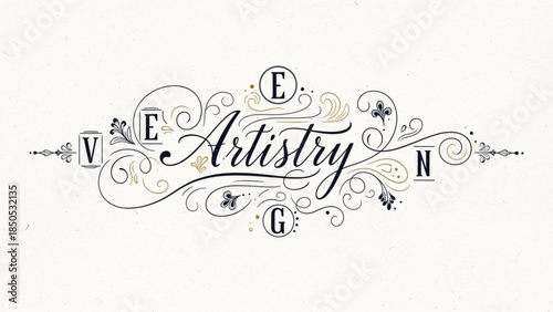 Elegant Evening Artistry typographic design with vintage flourishes perfect for invitations branding or decorative elements