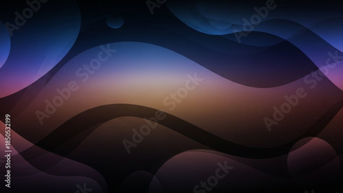 Abstract flowing organic shapes with dark gradient background fluid wave pattern for modern design and digital art