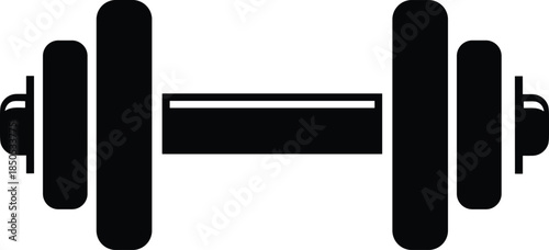 Heavy black dumbbell silhouette vector illustration isolated on white background for gym fitness logo or bodybuilding workout graphic design