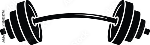 Heavy bent barbell silhouette vector illustration isolated on white background for gym fitness logo or bodybuilding workout graphic design