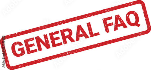 Red grunge rubber stamp with GENERAL FAQ text, perfect for website sections or informational document headers
