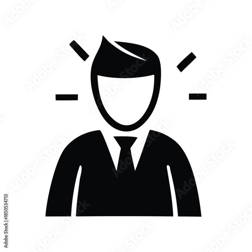 Dynamic vector icon illustrating a business professional experiencing a brilliant idea or insightful breakthrough, symbolizing innovation, problem-solving