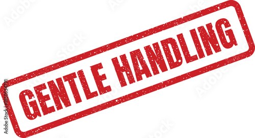 Red grunge textured rubber stamp indicating the need for careful and gentle handling of delicate goods