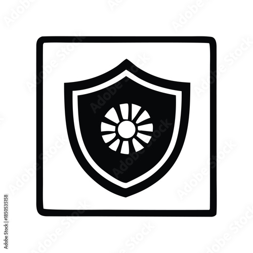 Robust digital security shield icon for data protection and system safety, representing steadfast defense and assured privacy in technological environments
