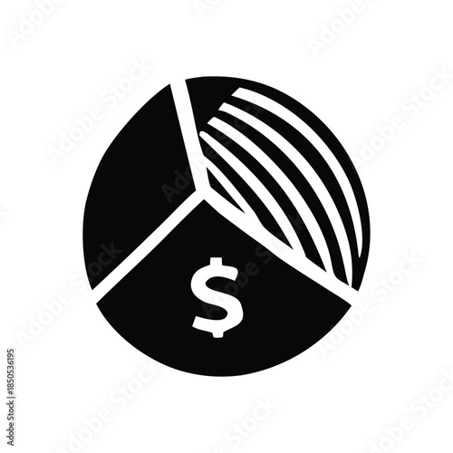 Financial Pie Chart Icon Representing Business Growth and Monetary Success