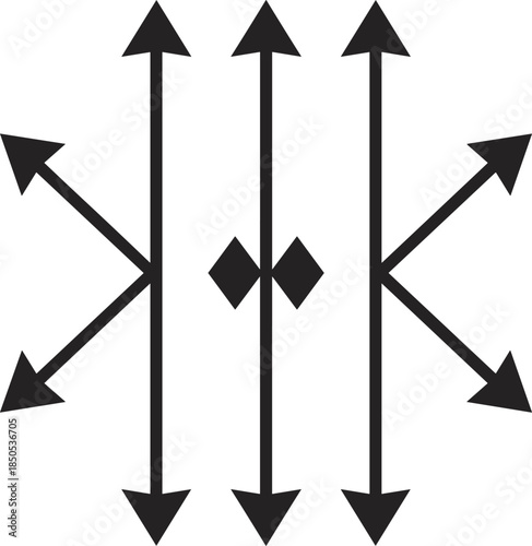 Müller-Lyer illusion vector illustration, visual perception experiment, cognitive psychology concept for length distortion, optical illusion, and neuroscience research themes