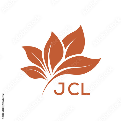  Modern Abstract Botanical Logo with Leaf Motif and Letter mark "JCL " JCL  Later Logo, 
