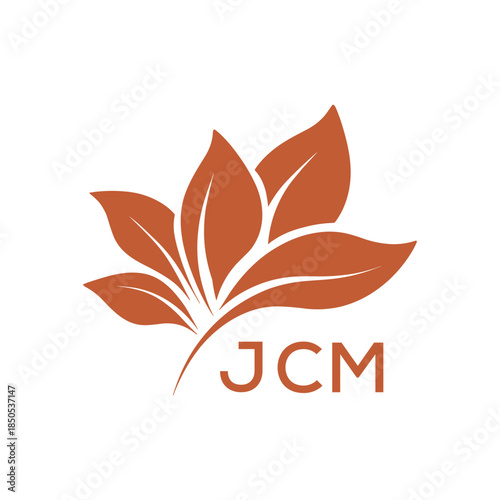  Modern Abstract Botanical Logo with Leaf Motif and Letter mark "JCM " JCM  Later Logo, 
