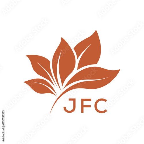  Modern Abstract Botanical Logo with Leaf Motif and Letter mark "JFC " JFC  Later Logo, 
