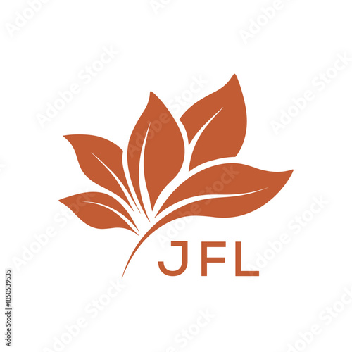  Modern Abstract Botanical Logo with Leaf Motif and Letter mark "JFL " JFL  Later Logo, 
