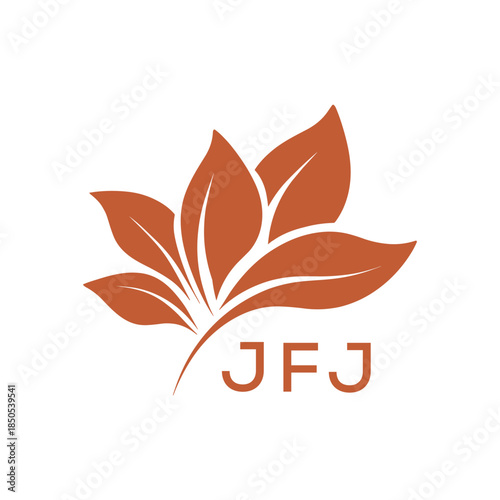  Modern Abstract Botanical Logo with Leaf Motif and Letter mark "JFJ " JFJ  Later Logo, 
