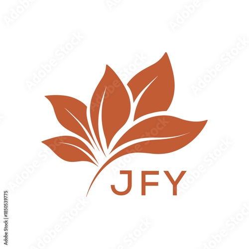  Modern Abstract Botanical Logo with Leaf Motif and Letter mark "JFY " JFY  Later Logo, 
