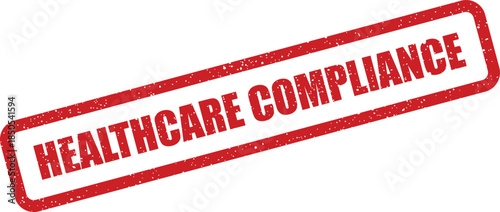 Red rubber stamp impression with a distressed texture indicating healthcare compliance or regulatory adherence