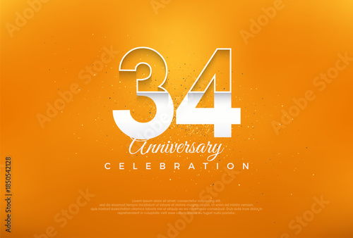 34th anniversary number with modern thin white numerals. premium vector design. Premium vector for poster, banner, celebration greeting.