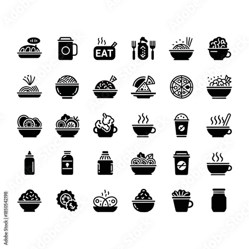 A Collection of Delicious Food and Drink Icons for Culinary Businesses and Personal Use