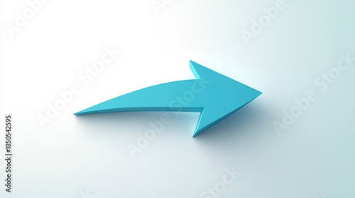Free Download single blue three-dimensional curved arrow casting a soft shadow on a minimalist light background, suggesting forward motion and optimistic direction - GFXLoad