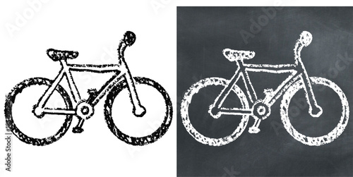 Chalk handdrawn bike icon vector for fitness and eco-transport. Ideal for cycling clubs, sport menus, and healthy lifestyle blackboards.