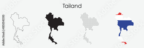 Thailand country map silhouette vector.
