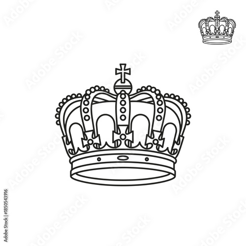 Detailed Line Art Depiction of a Royal Crown.