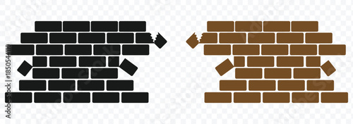 Simple set of  brick wall icons collection in different design styles. Demolition brick wall icon vector. construction and safety themes symbol. vector illustration. eps 10
