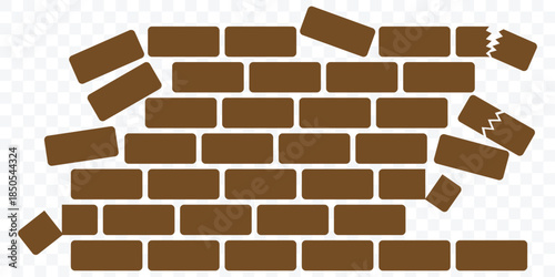 Simple set of  brick wall icons collection in different design styles. Demolition brick wall icon vector. construction and safety themes symbol. vector illustration. eps 10