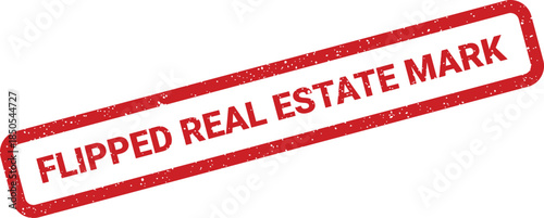 Textured rectangular seal with FLIPPED REAL ESTATE MARK text, denoting an updated status in property dealings